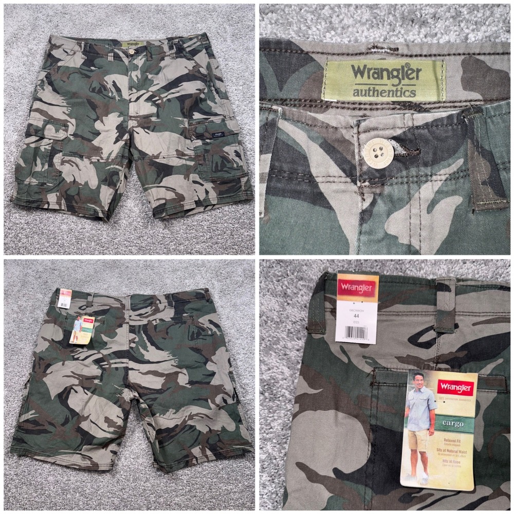 Wrangler Authentics Cargo Shorts Mens Relaxed Fit Stretch Camo Sz 44 NEW